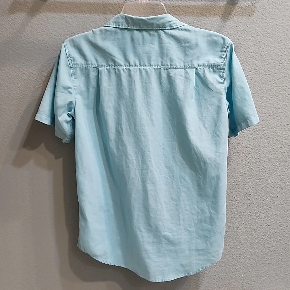 Calvin Klein Boys Button Down Shirt Teal Size Large